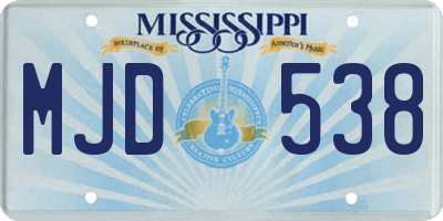 MS license plate MJD538