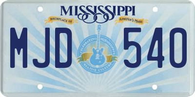 MS license plate MJD540