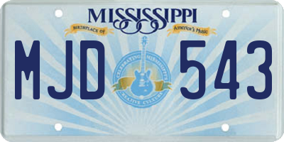 MS license plate MJD543
