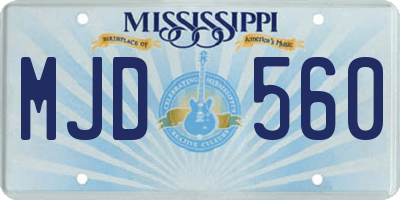 MS license plate MJD560