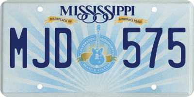 MS license plate MJD575