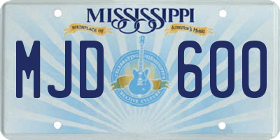 MS license plate MJD600