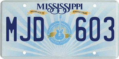 MS license plate MJD603