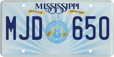 MS license plate MJD650