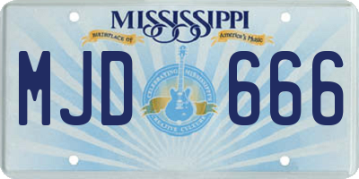 MS license plate MJD666