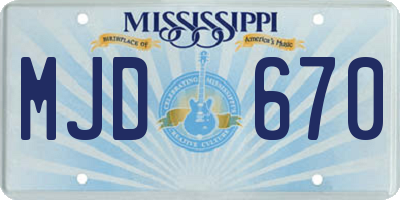 MS license plate MJD670