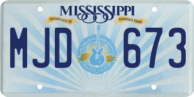MS license plate MJD673