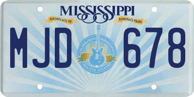 MS license plate MJD678