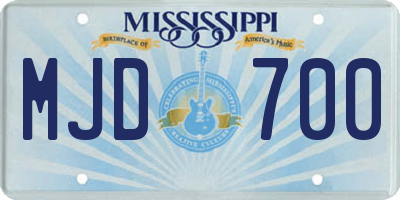 MS license plate MJD700