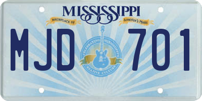 MS license plate MJD701