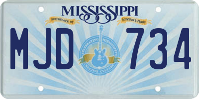 MS license plate MJD734
