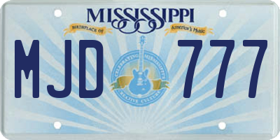 MS license plate MJD777
