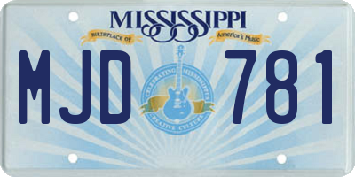 MS license plate MJD781