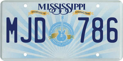 MS license plate MJD786