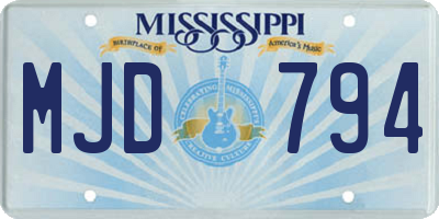 MS license plate MJD794