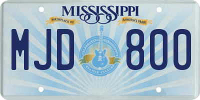 MS license plate MJD800