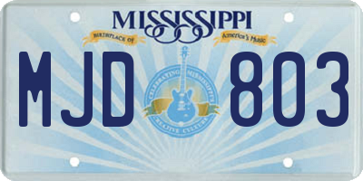 MS license plate MJD803