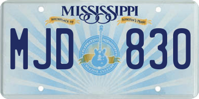 MS license plate MJD830