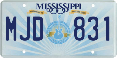 MS license plate MJD831