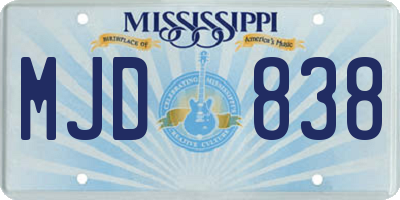 MS license plate MJD838