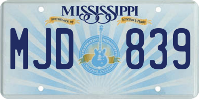 MS license plate MJD839