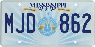 MS license plate MJD862