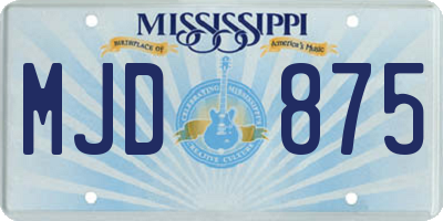 MS license plate MJD875