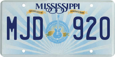 MS license plate MJD920