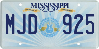 MS license plate MJD925