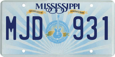 MS license plate MJD931