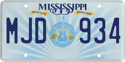 MS license plate MJD934