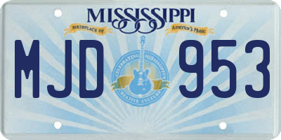 MS license plate MJD953