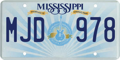 MS license plate MJD978
