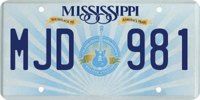 MS license plate MJD981