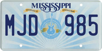 MS license plate MJD985