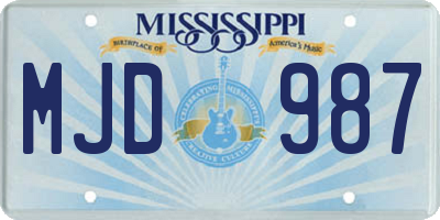 MS license plate MJD987