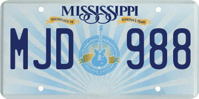MS license plate MJD988