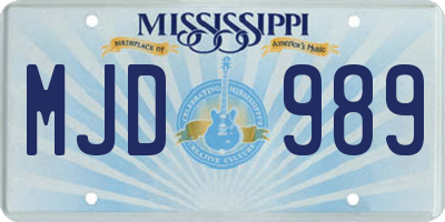 MS license plate MJD989