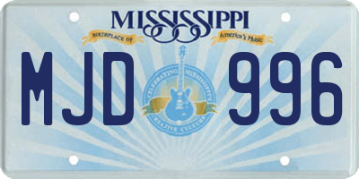 MS license plate MJD996
