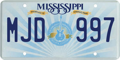 MS license plate MJD997