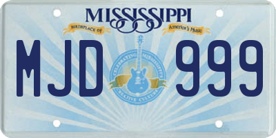 MS license plate MJD999