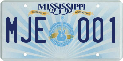 MS license plate MJE001