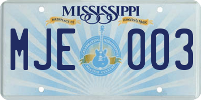 MS license plate MJE003