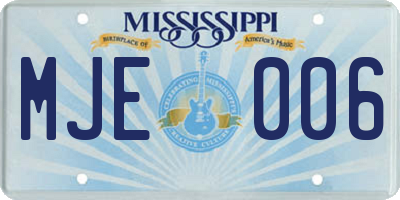 MS license plate MJE006
