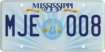 MS license plate MJE008