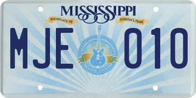 MS license plate MJE010