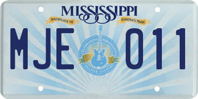 MS license plate MJE011