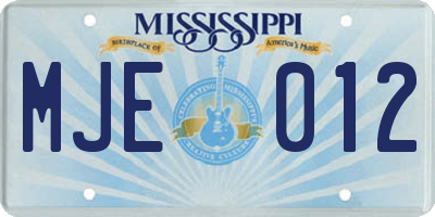 MS license plate MJE012