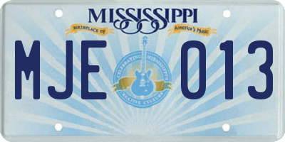 MS license plate MJE013