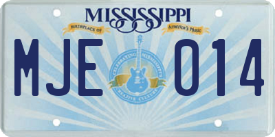 MS license plate MJE014